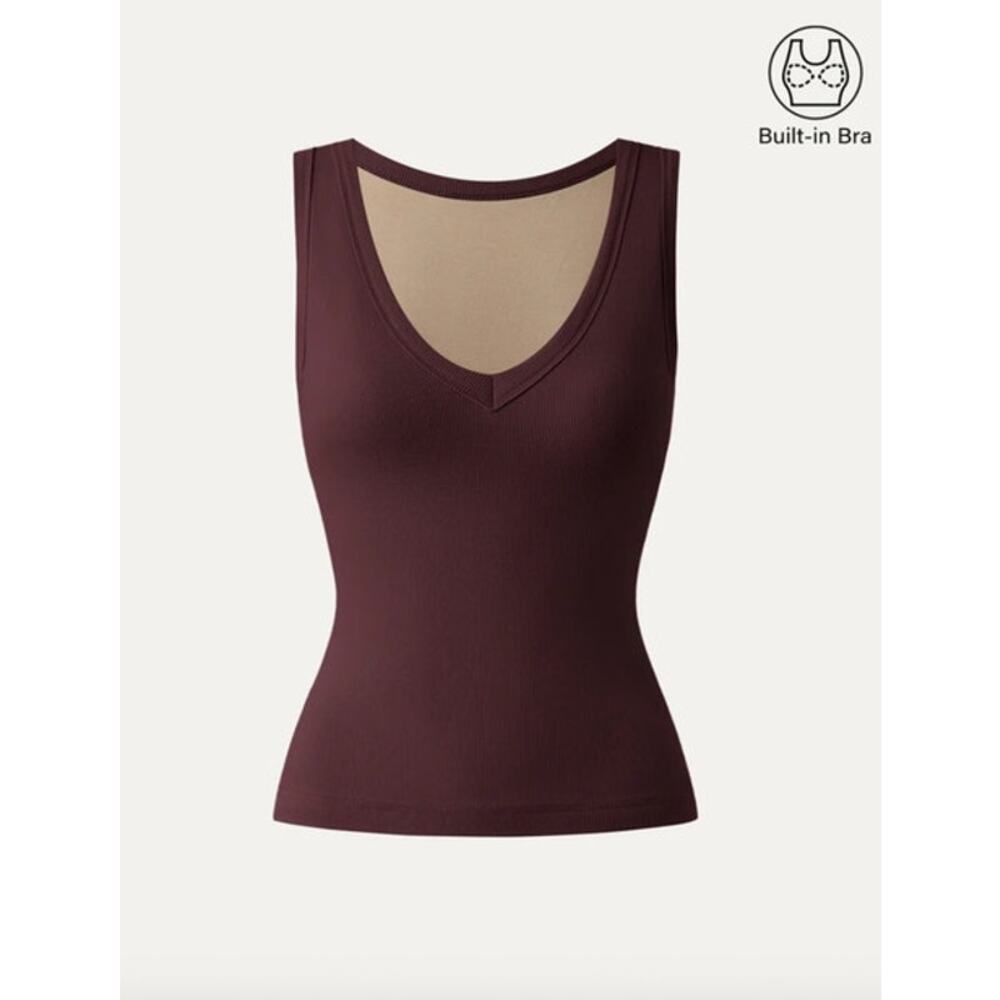 OGL Top Size S NEW Cotton Air Stretchy V-neck Cotton New Airy Bra Tank Ruby Red